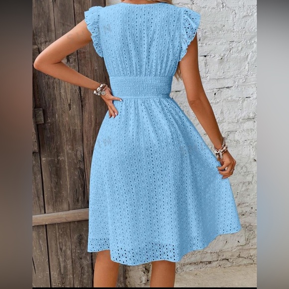 SHEIN Baby Blue Eyelet Dress - Size US 12 - Picture 2 of 4